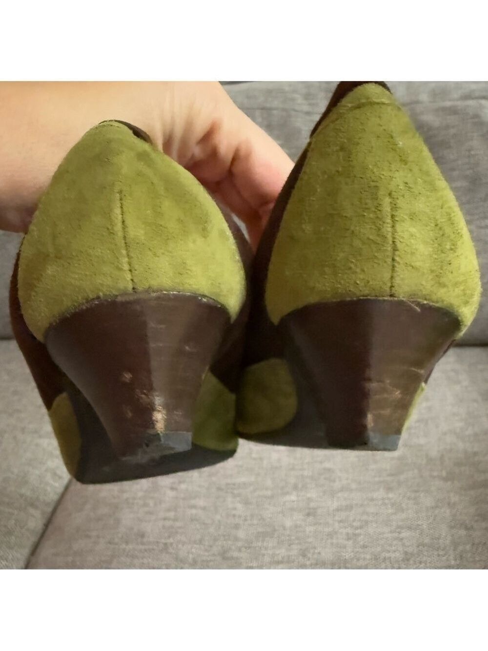 Women’s Diane B Milano Suede Green Brown Shoes Vintage Italy 38.5 Used - Picture 10 of 16